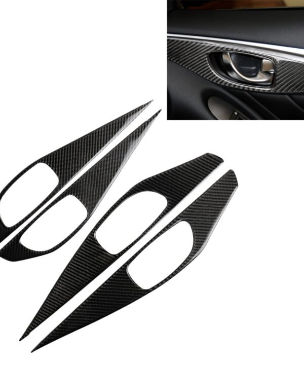 4 PCS Car Carbon Fiber Door Inner Handle Panel Decorative Sticker for Infiniti Q50 2014-2020