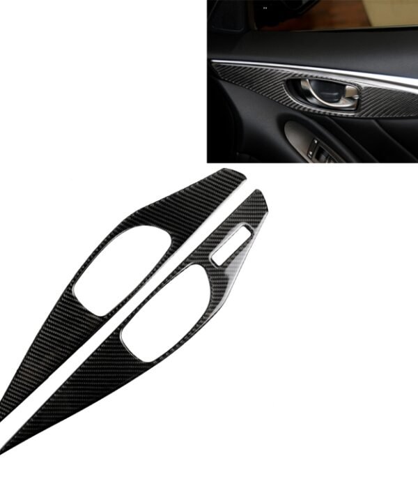 2 PCS Car Carbon Fiber Door Inner Handle Panel Decorative Sticker for Infiniti Q60, Left Drive