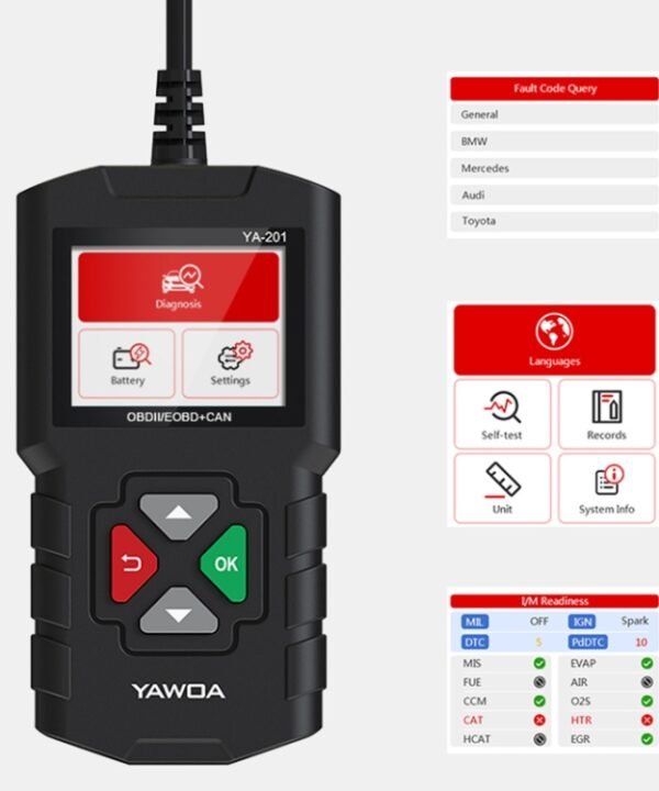 YA201 Car Mini Code Reader OBD2 Fault Detector Diagnostic Tool