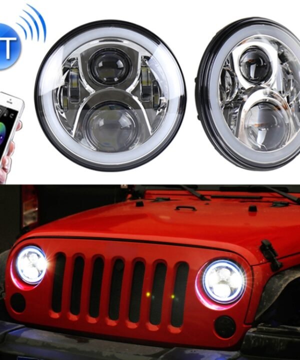 2 PCS 7 inch DC12V 6000K-6500K 50W Car LED Headlight Cree Lamp Beads for Jeep Wrangler / Harley, Support APP + Bluetooth Control, DC12V 6000K-6500K 50W