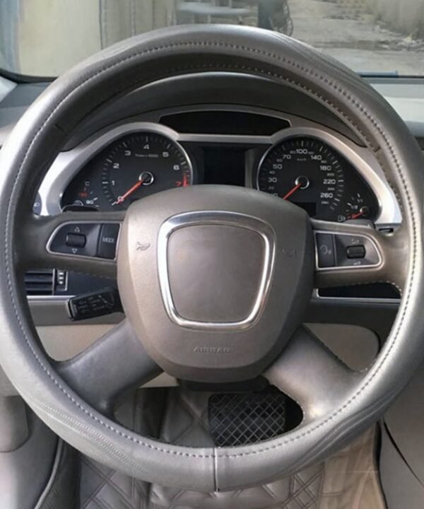 Universal Car Genuine Leather Pinhole Steering Wheel Cover, Diameter: 38cm