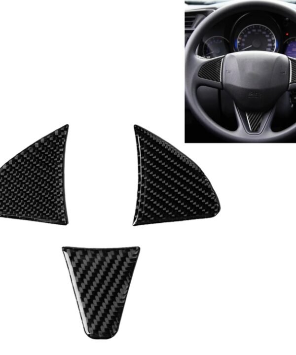 3 in 1 Car Carbon Fiber Steering Wheel Button Decorative Sticker for Honda Fit, Left and Right Drive Universal