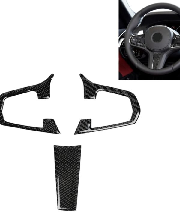 3 in 1 Car Carbon Fiber Solid Color Steering Wheel Button Decorative Sticker for BMW 5 Series G30 X3 G01, Left and Right Drive Universal