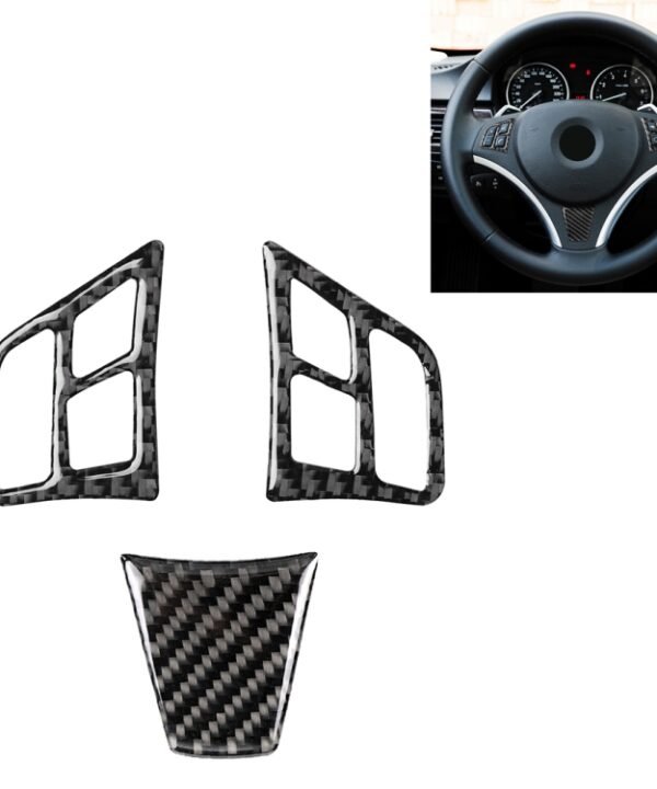 3 in 1 Car Carbon Fiber Solid Color Steering Wheel Button Decorative Sticker for BMW 3 Series E90 2005-2012, Left and Right Drive Universal