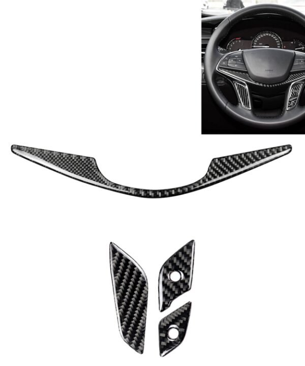 4 in 1 Car Carbon Fiber Steering Wheel Button Decorative Sticker for Cadillac xt5 2016-2017, Left and Right Drive Universal