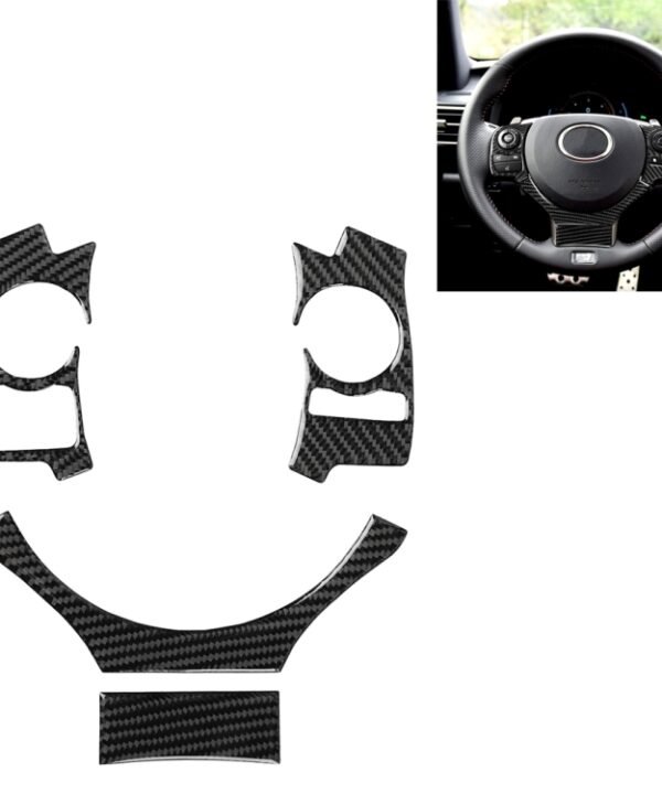 4 in 1 Car Carbon Fiber Steering Wheel Button Decorative Sticker for Lexus IS250 NX200 200t 300h, Left and Right Drive Universal
