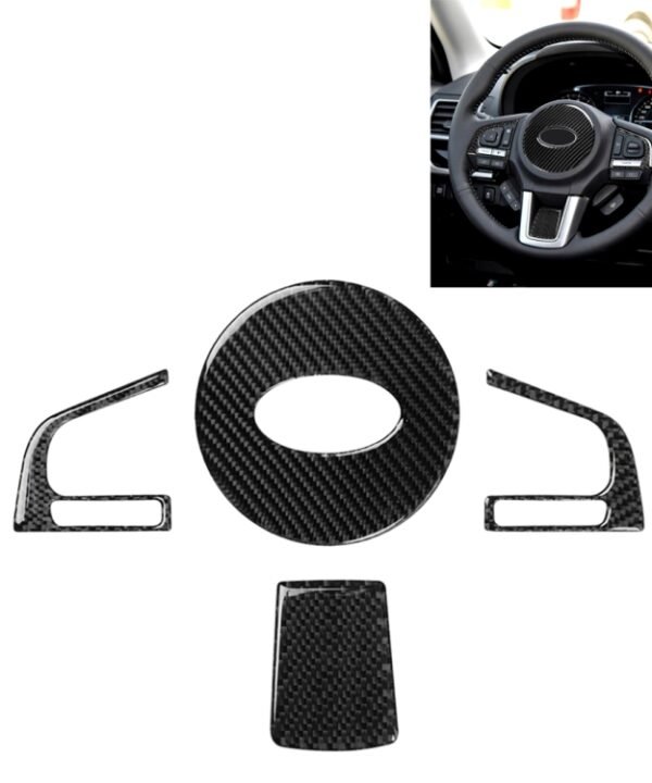 4 in 1 Car Carbon Fiber Solid Color Steering Wheel Button Decorative Sticker for Subaru Forester 2016-2018, Left and Right Drive Universal