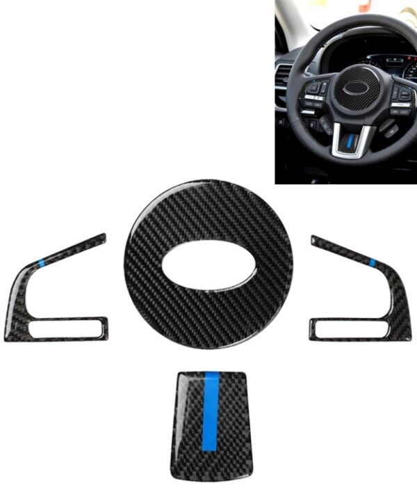 4 in 1 Car Carbon Fiber Blue Steering Wheel Button Decorative Sticker for Subaru Forester 2016-2018, Left and Right Drive Universal