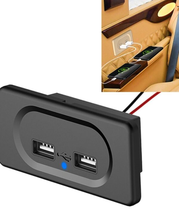 4.8A Short Cable RV Bus Modified Car Charger Dual USB Charger