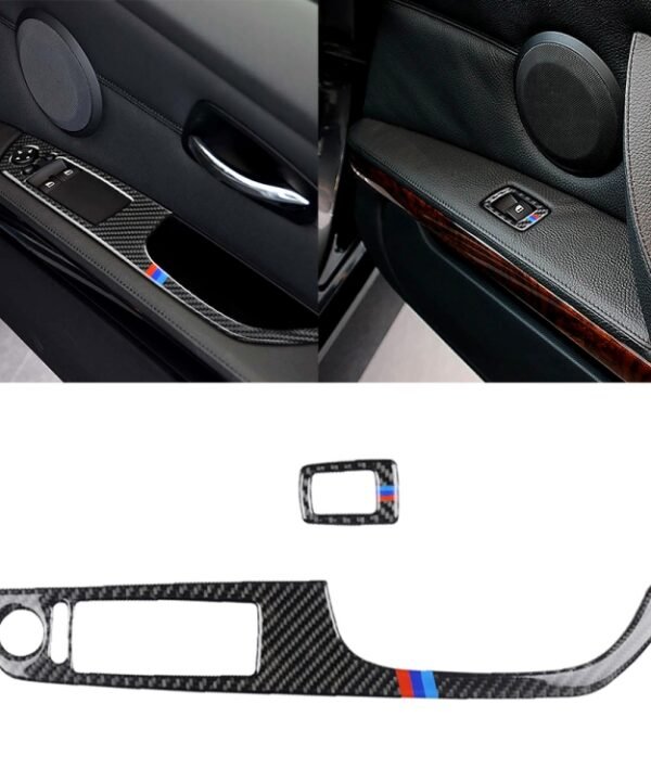 2 in 1 Three Color Carbon Fiber Car Right Driving Lifting Panel Decorative Sticker for BMW E92 2005-2012