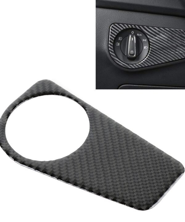 Car Carbon Fiber Headlight Switch Panel Decorative Sticker for Volkswagen Tiguan L 2019-2021, Low Configuration