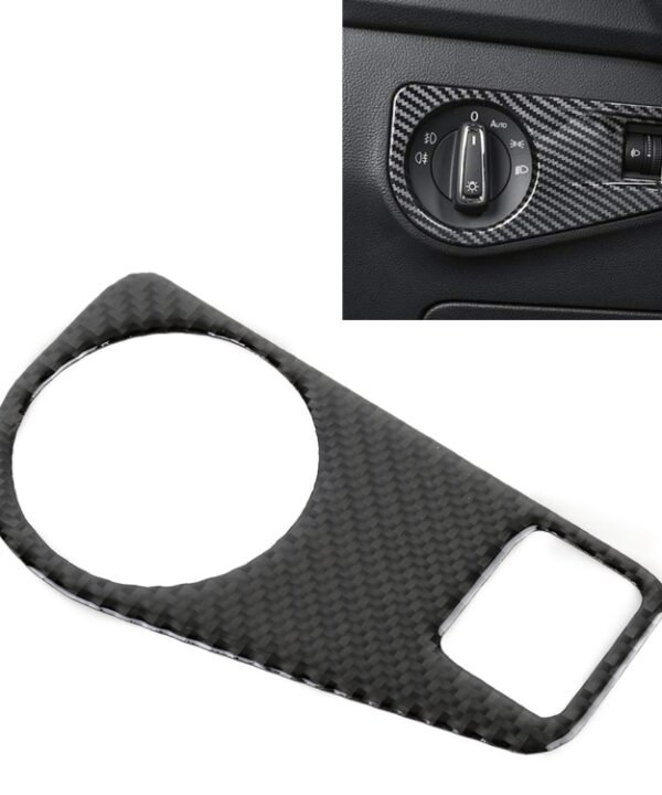 Car Carbon Fiber Headlight Switch Panel Decorative Sticker for Volkswagen Tiguan L 2019-2021, High Configuration