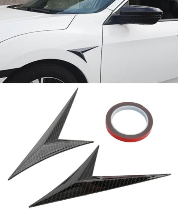 Modified Fender Side Wing Sticker Blade Side Shark Gill Car Body Decorative Sticker for Honda 10th Generation Civic, Carbon Fiber