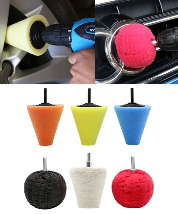 6 in 1 3 inch Car Polishing Disc Set Wheel Rim Polishing Waxing Sponge