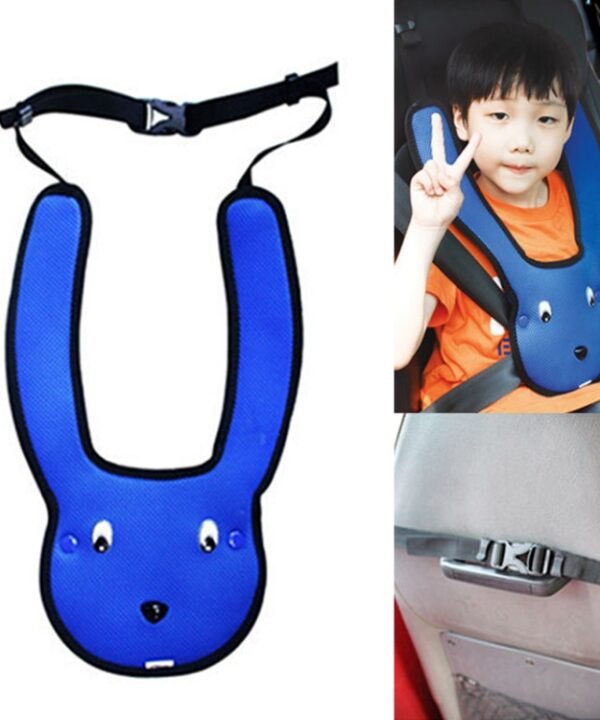 Car Child Rabbit Double Shoulder Seat Belt Adjuster, Blue, Red