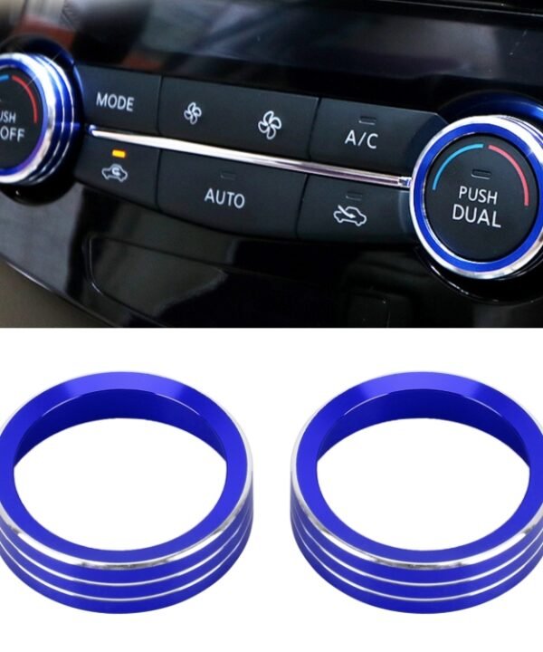 2 PCS Car Metal Air Conditioner Knob Case for Nissan X-TRAIL, For Nissan X-TRAIL (Blue), For Nissan X-TRAIL (Red), For Nissan X-TRAIL (Silver)
