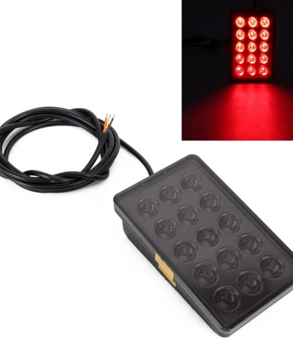 DC12V 1W Car Square Highlight Brake Lights Reversing Light with 15LEDs SMD-3528, Square (Black), Square (Red), Square (Transparent)