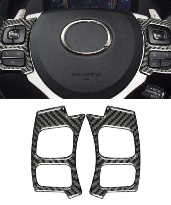 Car Carbon Fiber Steering Wheel Button Decorative Sticker for Lexus IS250 NX200 200t 300h 13-, Left Drive
