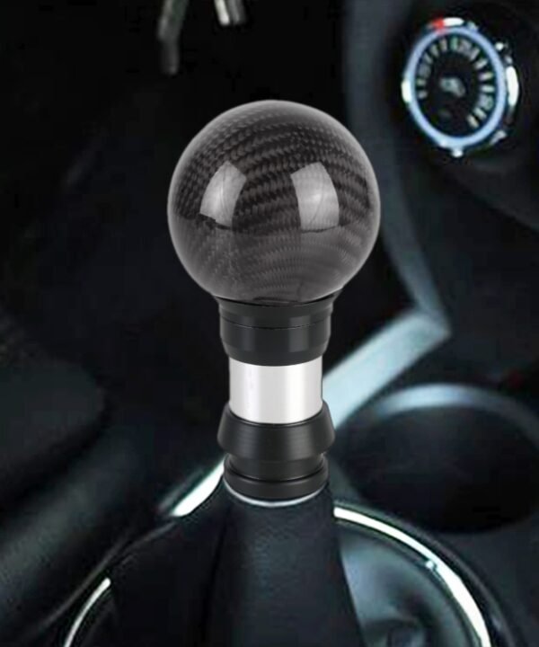 Universal Car Pressable Telescopic Carbon Fiber Gear Head Gear Shift Knob, Length: 9.5cm
