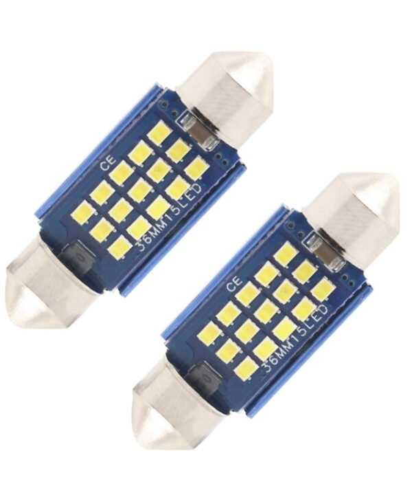 2pcs 36mm DC12-24V / 1W / 6000K / 60LM 15LEDs SMD Car Reading Lamp Dome Light