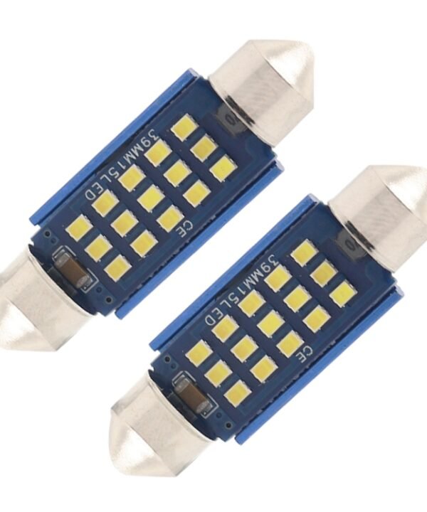 2pcs 39mm DC12-24V / 1W / 6000K / 60LM 15LEDs SMD Car Reading Lamp Dome Light