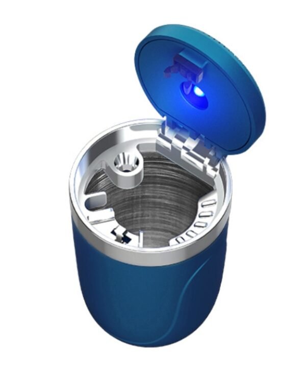 Portable Car Stainless Steel Liner Cigarette Ashtray with Light, with Stainless Steel Liner