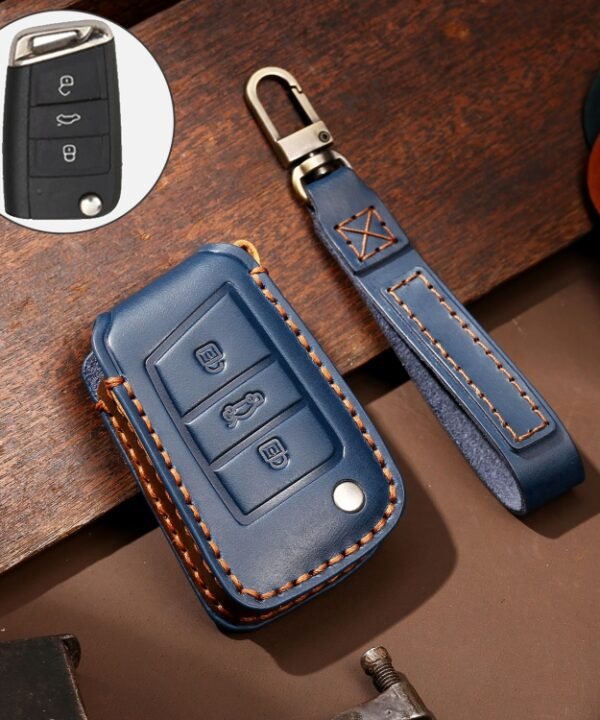 Hallmo Car Cowhide Leather Key Protective Cover Key Case for Volkswagen Lavida B Style, For Volkswagen Lavida B Style, For Volkswagen Lavida BStyle