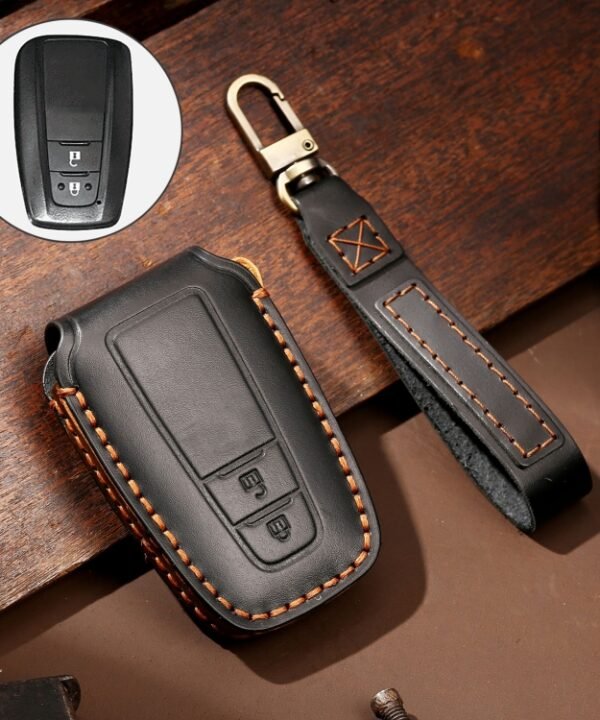 Hallmo Car Cowhide Leather Key Protective Cover Key Case for Toyota Corolla 2018 2-button, For Toyota Corolla 2018 2-button
