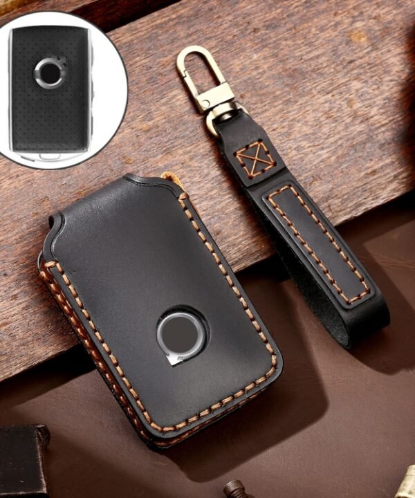 Hallmo Car Cowhide Leather Key Protective Cover Key Case for New Volvo, For New Volvo