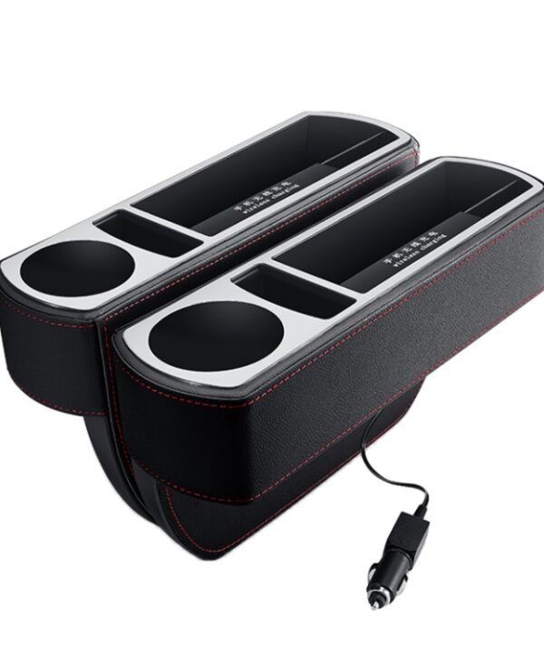 Car Multi-functional Wireless Fast Charge Console PU Leather Box Cup Holder Seat Gap Side Storage Box, Wireless Fast Charge (Black), Wireless Fast Charge (Beige), Wireless Fast Charge (Brown)