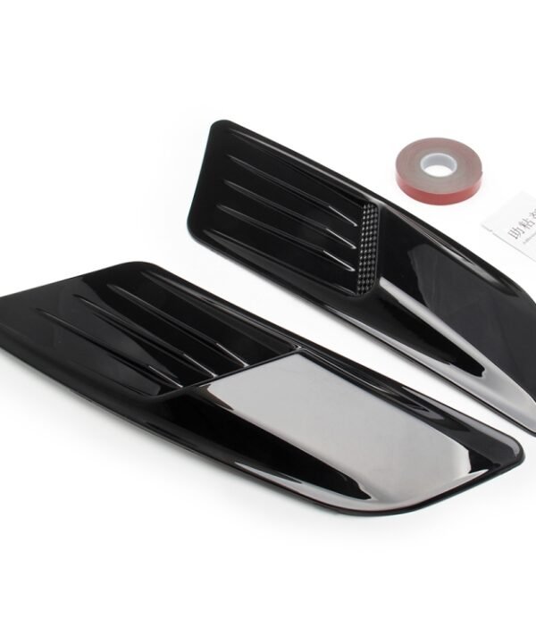 2 PCS Car Decorative Air Flow Intake Scoop Bonnet Side Fender Vent Hood Set for Ford Mustang 2015-2017, Bright Black