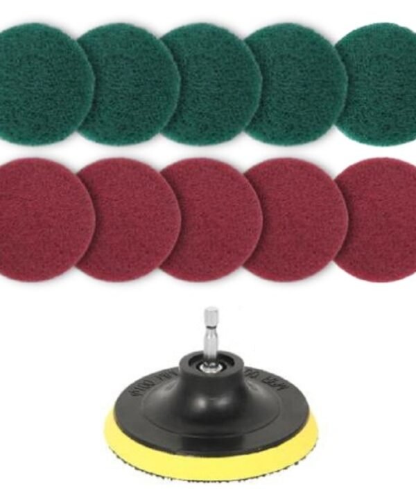 11 in 1 4 inch Sticky Disc Scouring Pad Floor Wall Window Glass Cleaning Descaling Electric Drill Brush Head Set