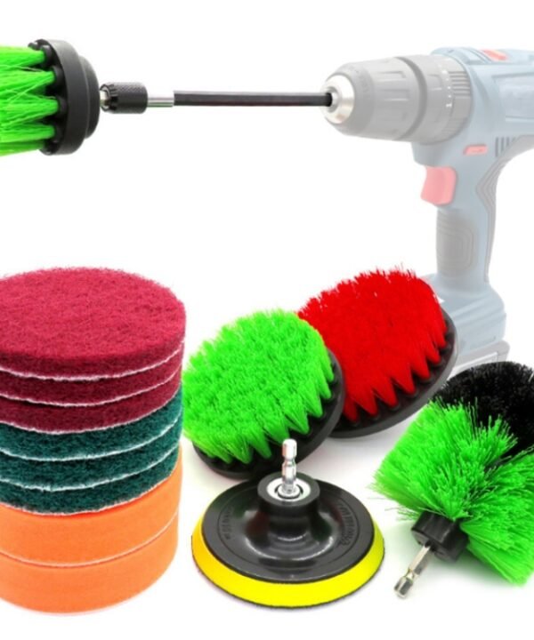 14 in 1 4 inch Sponge Scouring Pad Floor Wall Window Glass Cleaning Descaling Electric Drill Brush Head Set, Random Color Delivery