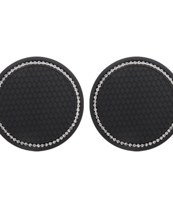 2 PCS Car Diamond Anti-skid Soft Rubber Water Cup Mat