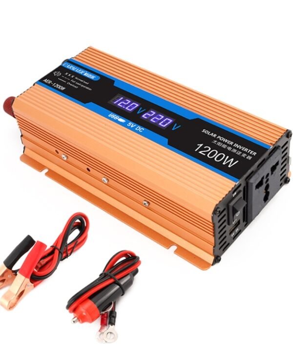 Carmaer Modified Sine Wave 12V to 220V 1200W Car Multi-function Double Digital Display Inverter Household Power Converter