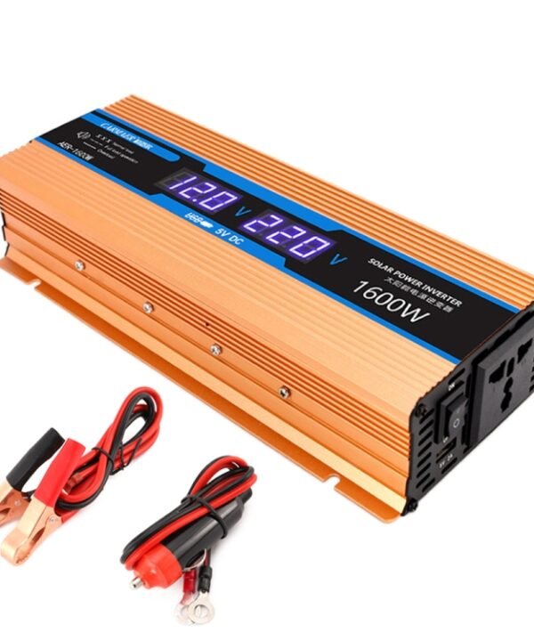 Carmaer Modified Sine Wave 12V to 220V 1600W Car Multi-function Double Digital Display Inverter Household Power Converter