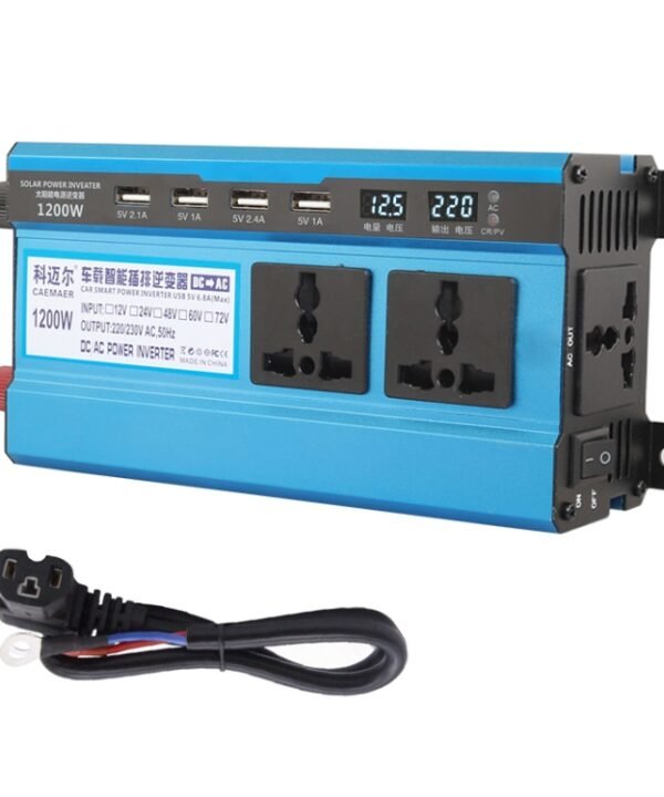 Carmaer 48V to 220V 1200W Double Socket Car Double Digital Display Inverter Household Power Converter