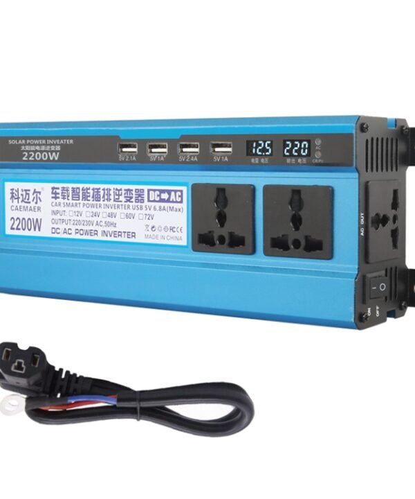 Carmaer 48V to 220V 2200W Three Socket Car Double Digital Display Inverter Household Power Converter