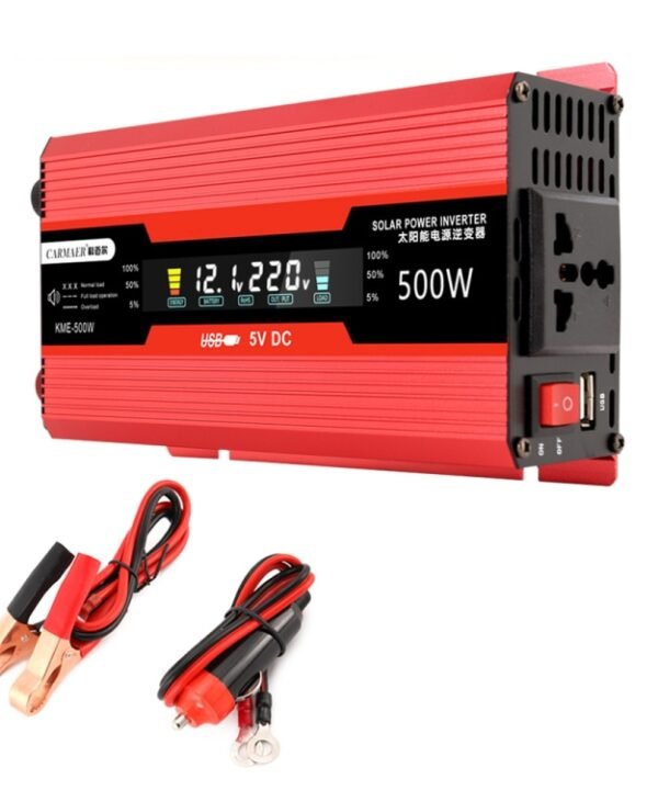 Carmaer Universal 12V to 220V 500W Car LCD Display Inverter Household Power Converter