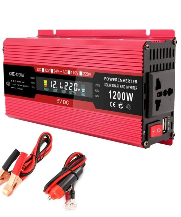 Carmaer Universal 12V to 220V 1200W Car LCD Display Inverter Household Power Converter