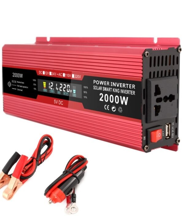 Carmaer Universal 24V to 220V 2000W Car LCD Display Inverter Household Power Converter