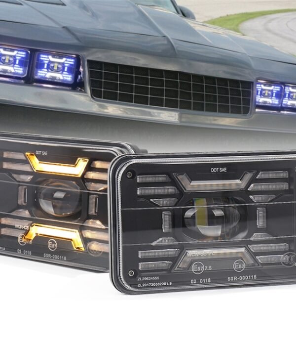 OL-2051S 1 Pair 4x6 inch Off-road Vehicle Modified Angel Devil Eyes Rectangular Headlight