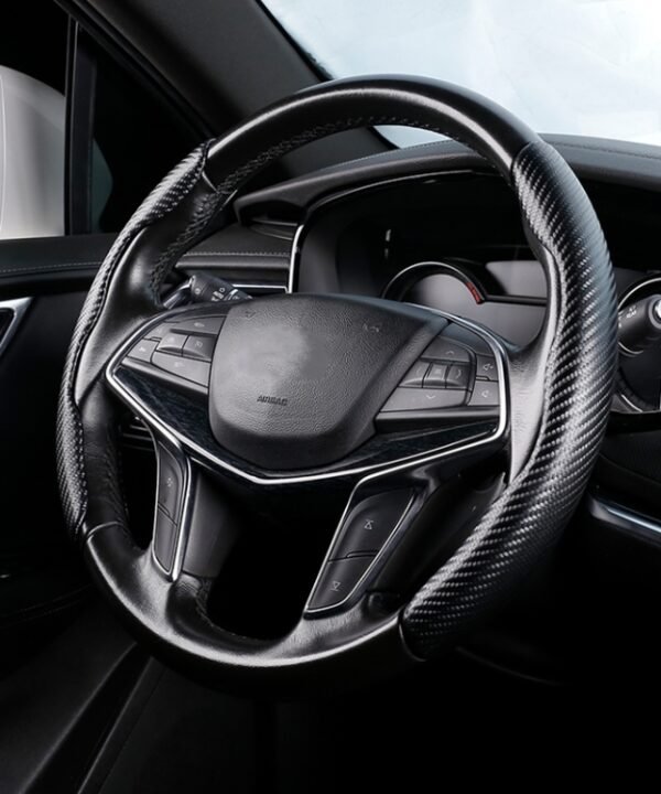 Car Universal Carbon Fiber Texture Leather Steering Wheel Cover