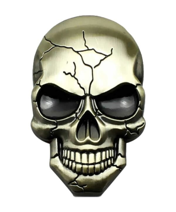 Three-dimensional Devil Skull Metal Car Sticker, Bronze, Silver Grey, Titanium Color
