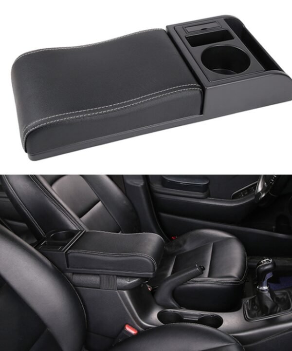 Car Multi-functional Dual USB Armrest Box Booster Pad, Microfiber Leather Curved Type, Microfiber Curved Type (Black White), Microfiber Curved Type (Black), Microfiber Curved Type (Black Red)