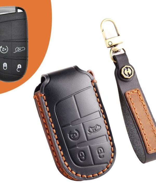 Hallmo Car Genuine Leather Key Protective Cover for Jeep Compass 4-button, For Jeep Compass 4-button (Black), For Jeep Compass 4-button (Blue), For Jeep Compass 4-button (Brown)