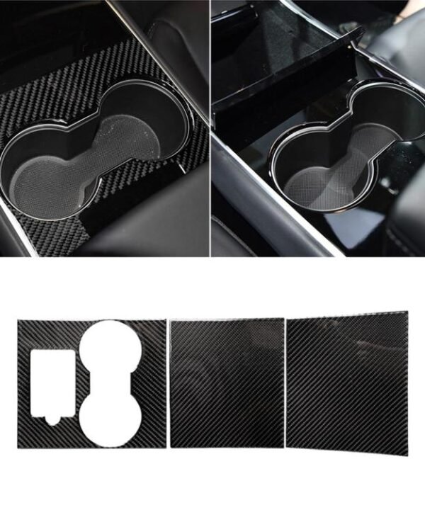 3 PCS Carbon Fiber Car Central Control Decorative Sticker for Tesla Model 3