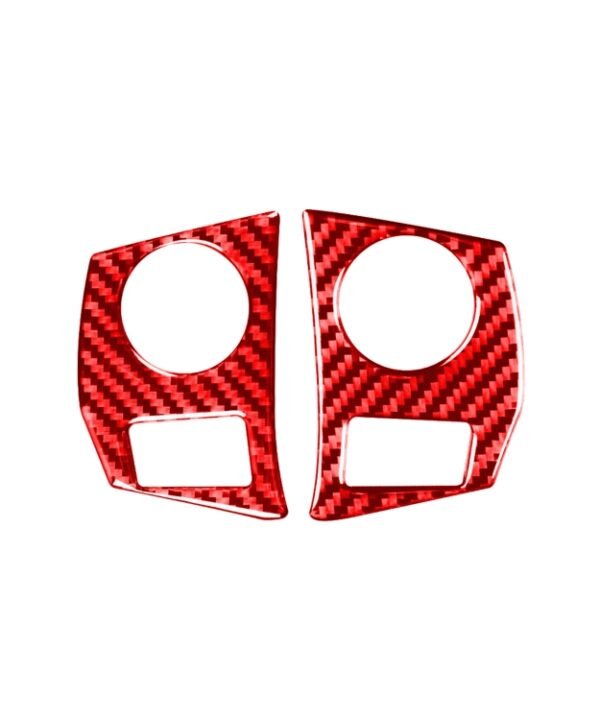 2 PCS / Set Carbon Fiber Car Steering Wheel Button Frame Decorative Sticker for Toyota Corolla 2014-2018,Left and Right Drive Universal(Red)