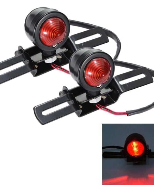 2 PCS KC-WD-FGZXD Motorcycle Retro Round Brake Light with License Plate Holder