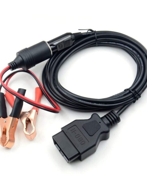OBD II Car ECU Emergency Power Supply Cable Memory Saver with Alligator Clip-On Cigarette Lighter Power Socket